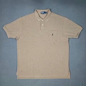 Polo Ralph Lauren Men XXL Classic Pocket Polo Shirt Tan Cotton Casual